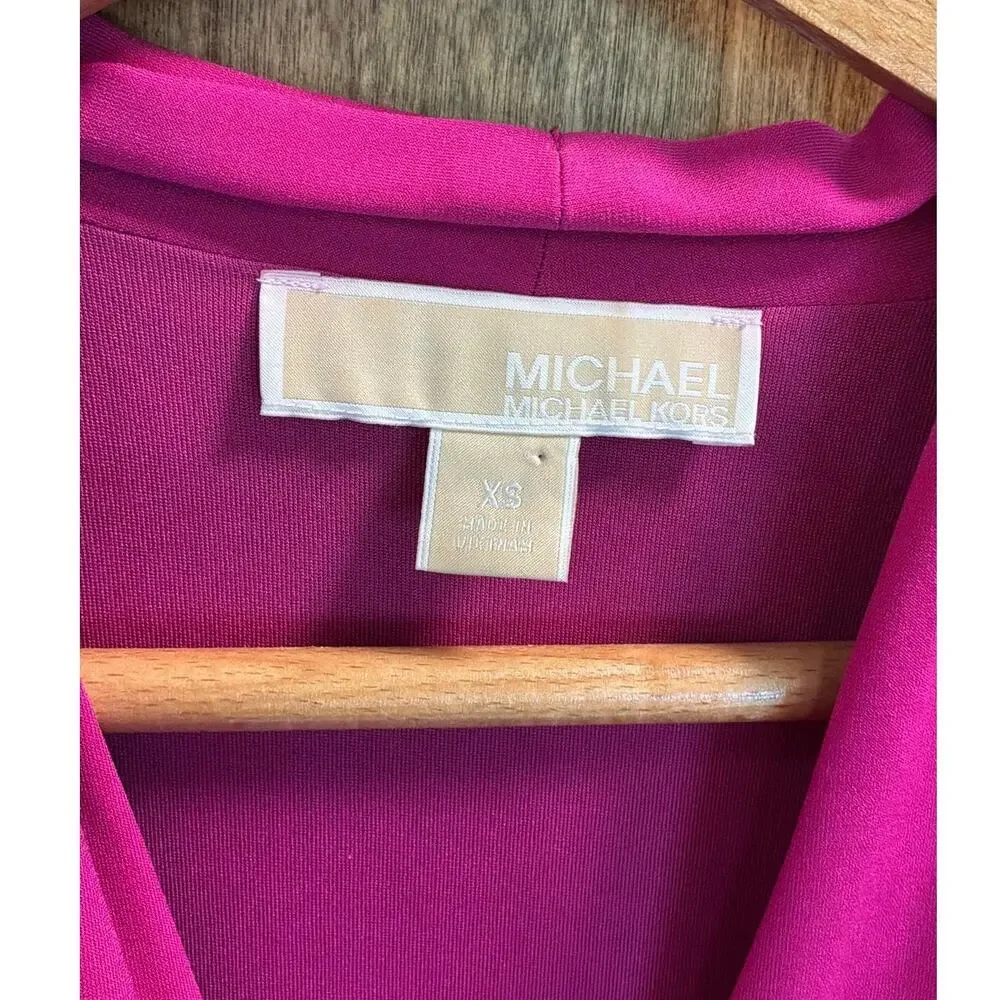 Michael Kors Sleeveless Fuschia Faux Wrap Dress sz XS